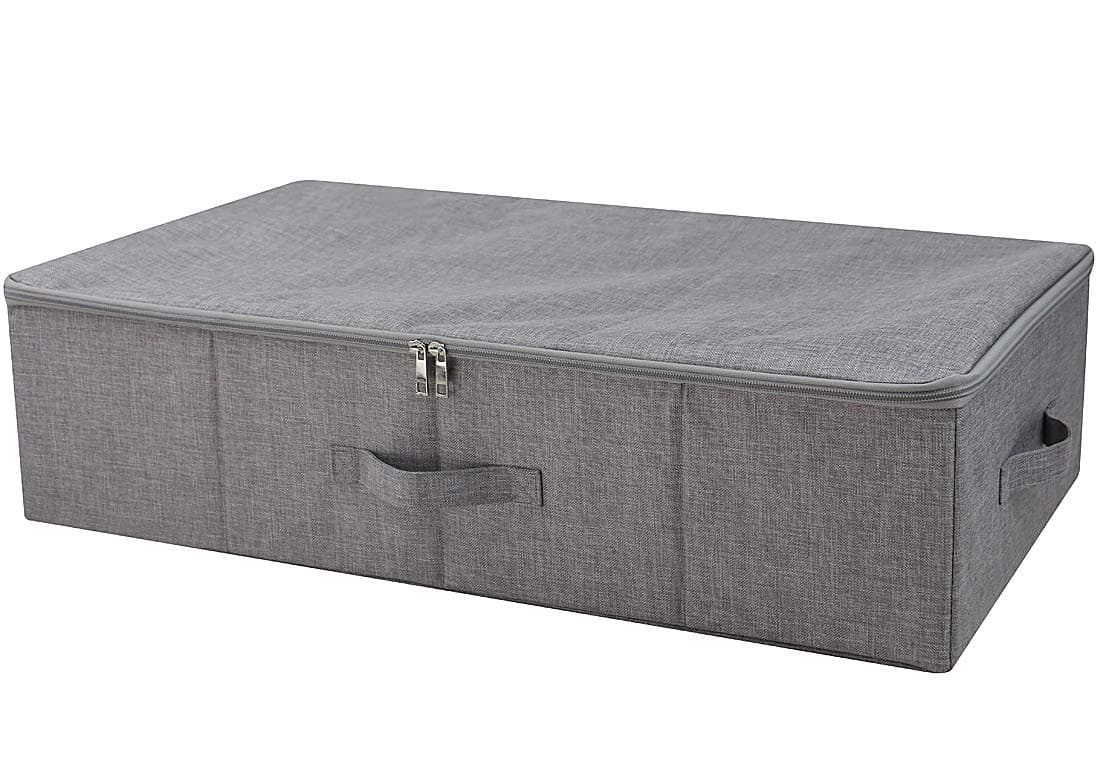 iwill CREATE PRO 3-side Zipper Folding Washable Storage Bins Under the Bed Couch, Collapsible Underbed Storage Box for Clothing Blankets, Duvets, Comforters, Bedding Sheets, Dark Gray