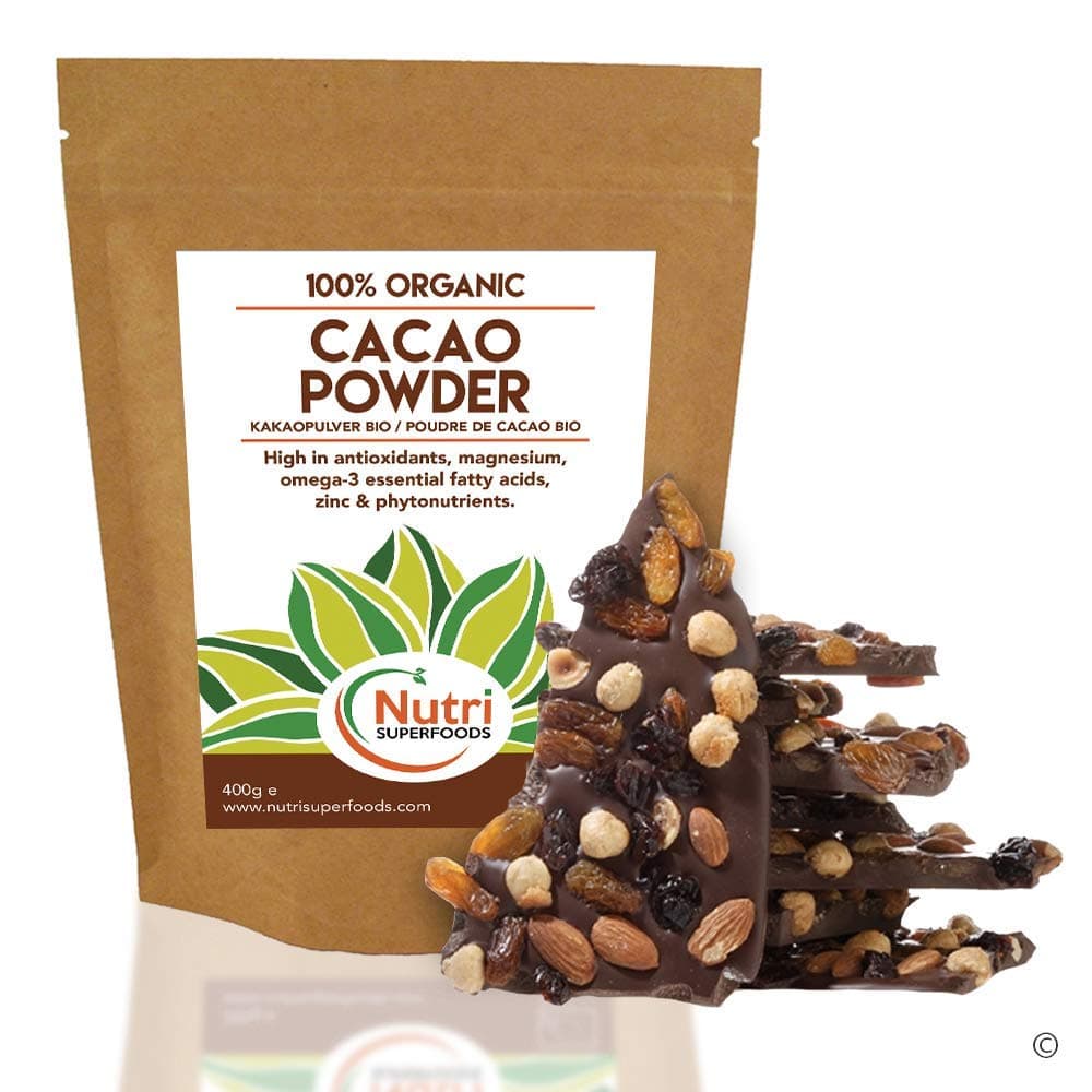Organic Cacao Powder - Vegan Dark Chocolate Ingredient - Sugar Free - Ideal for Baking, Smoothies and Delicious hot Chocolate - 400g