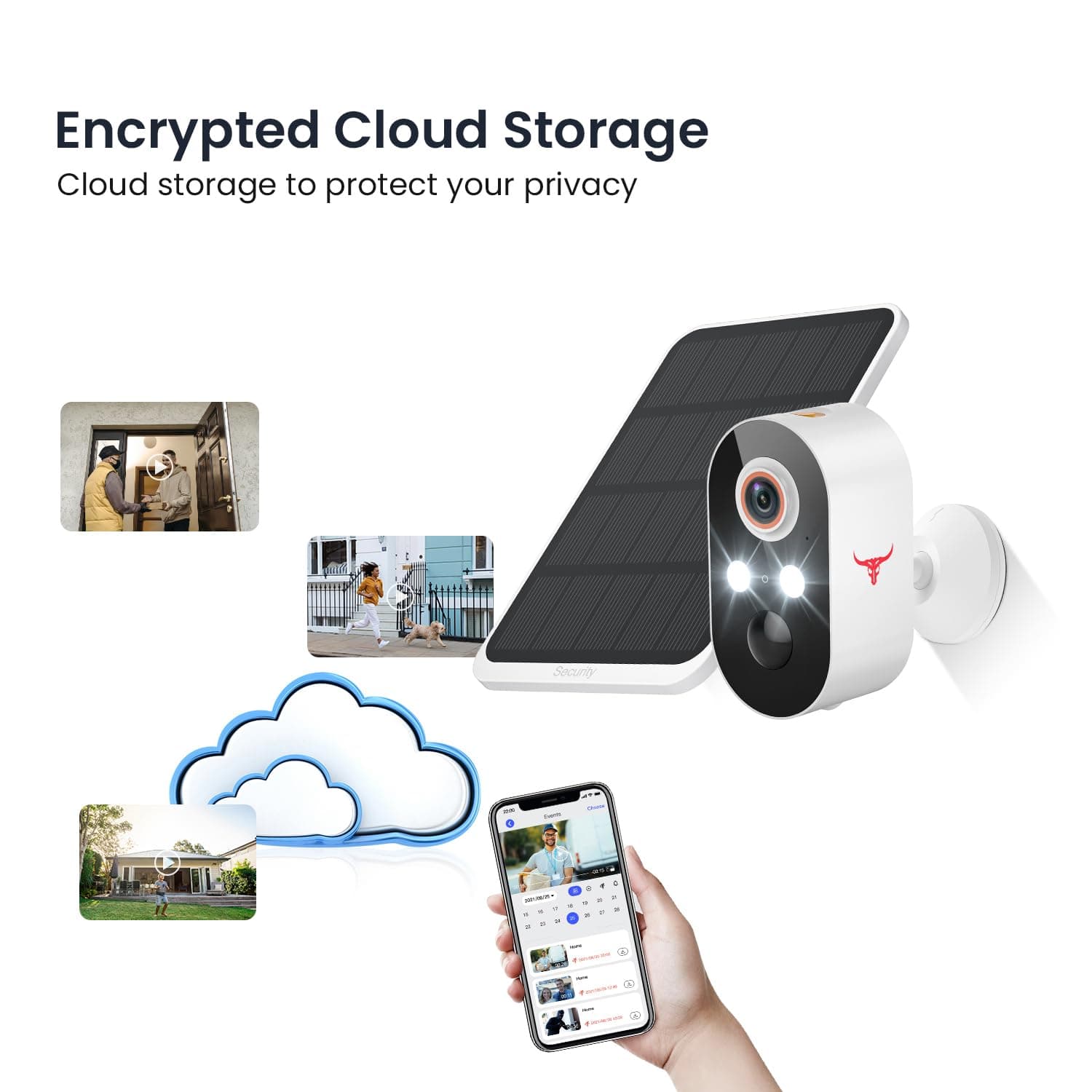 FameVibe 1080p Solar Security Camera Wireless, Smart AI Human Detection, 2-Wa...