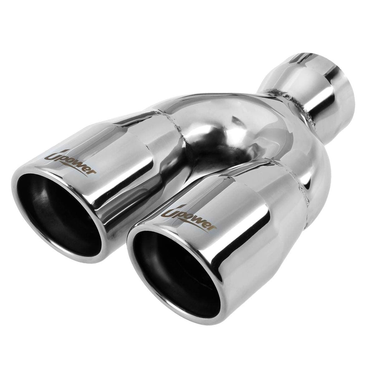 Upower 2.5" to 3" Dual Exhaust Tip 2 1/2 Inch Inlet 3 Inch Outlet 9.5" Length Weld On Exhaust Tailpipe Tips 304 Polished Stainless Steel 1.2mm Thickness Double Wall Slant Rolled Edge