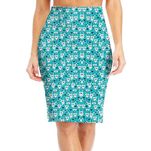 Koala Winter Blue Geometric Australian AnimalWomen High-waisted Chic Bodycon Formal Dress Cotton Maxi Skirt S