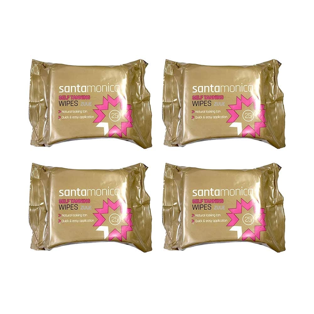 100 SANTA MONICA QUICK 'N' EASY SELF TANNING WIPES TOWELS 4 X 25 PACKS