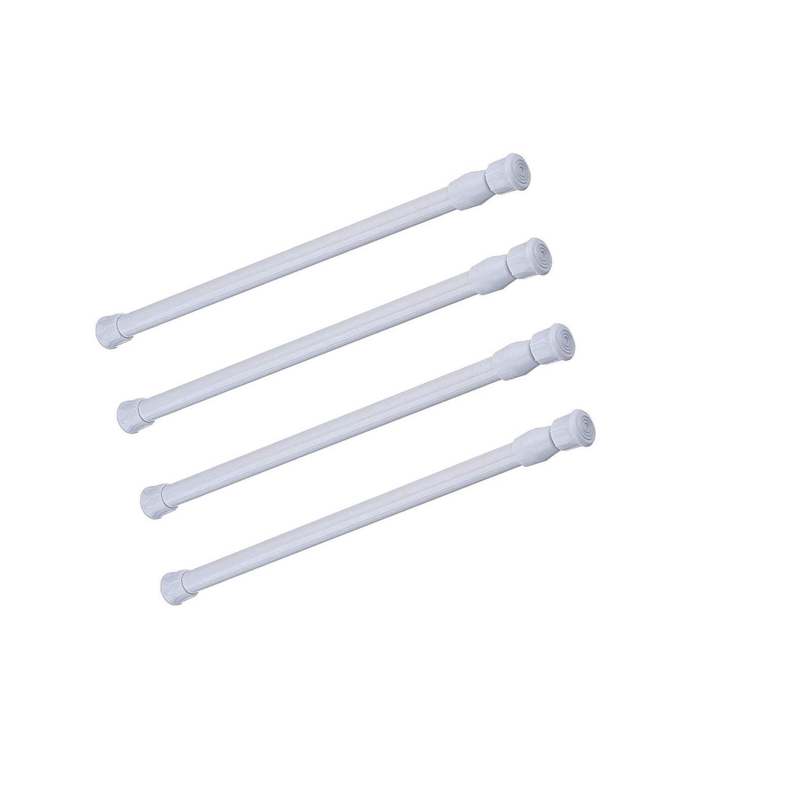 Tension Rods, 4 Pack Adjustable Spring Steel Cupboard Bars Tension Curtain Rod 9.8-15.7 Inches Shower Rod Closet Rod Tensions Rod Extendable Width