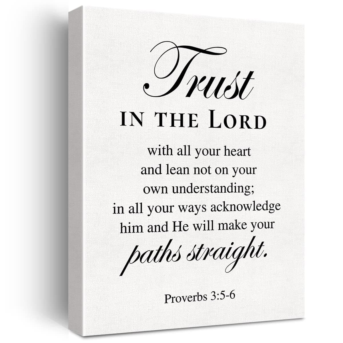 Christian Canvas Wall Art Motivational Trust in the Lord Canvas Print Positive Scripture Bible Verse Painting Home Wall Decor Framed Baptism Gift12x15 Inch