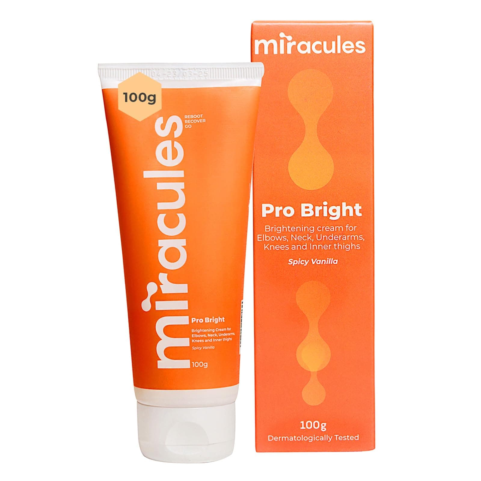 Miracules Pro Bright Cream for Dark Spots on Underarms, Elbows, Neck, Knees and Inner Thighs, Made for Fitness and Sports, works for Acanthosis Nigricans with Retinol, Lactic Acid, Kojic Acid, 100g