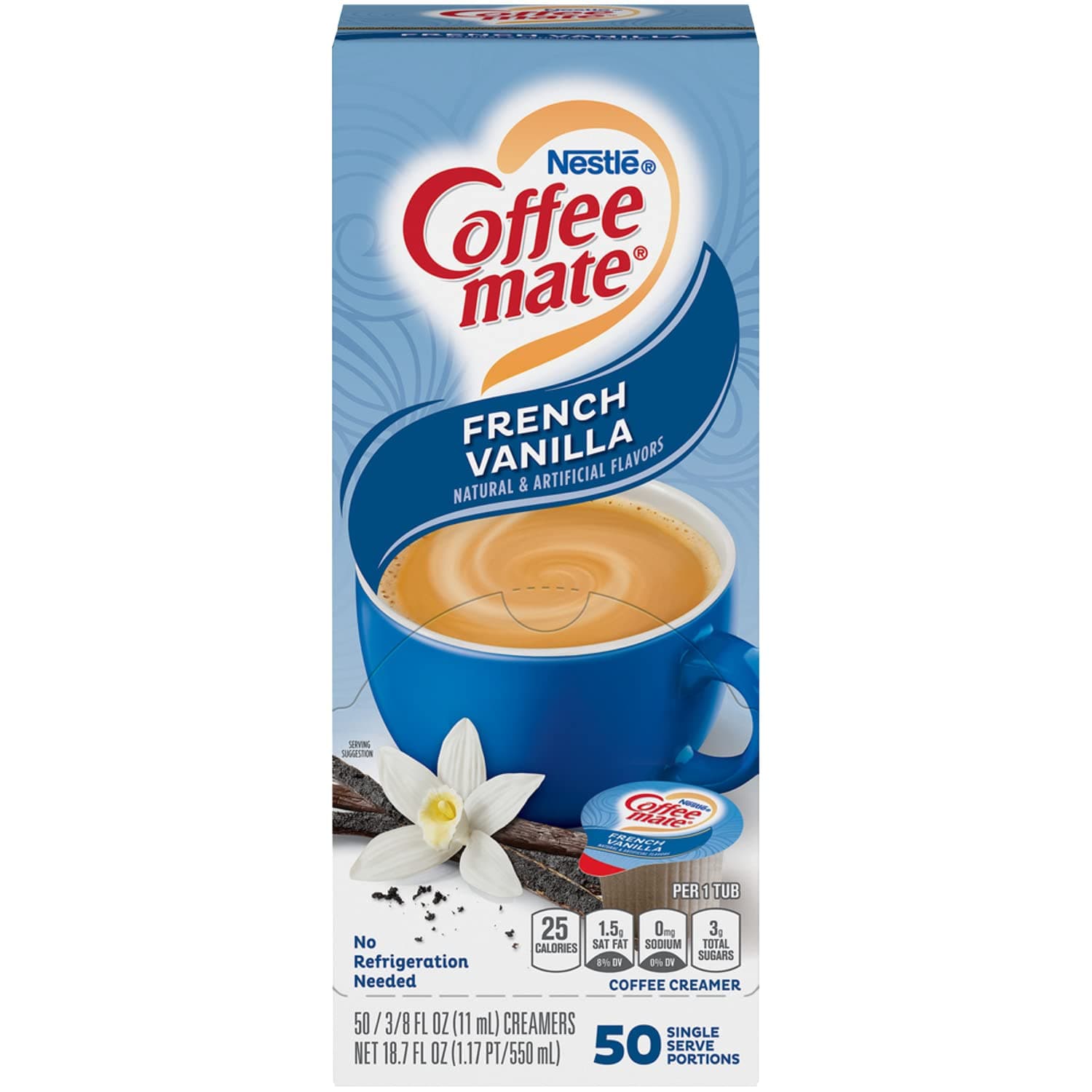 COFFEEMATE 35170BX French Vanilla Creamer, .375oz, 50/Box