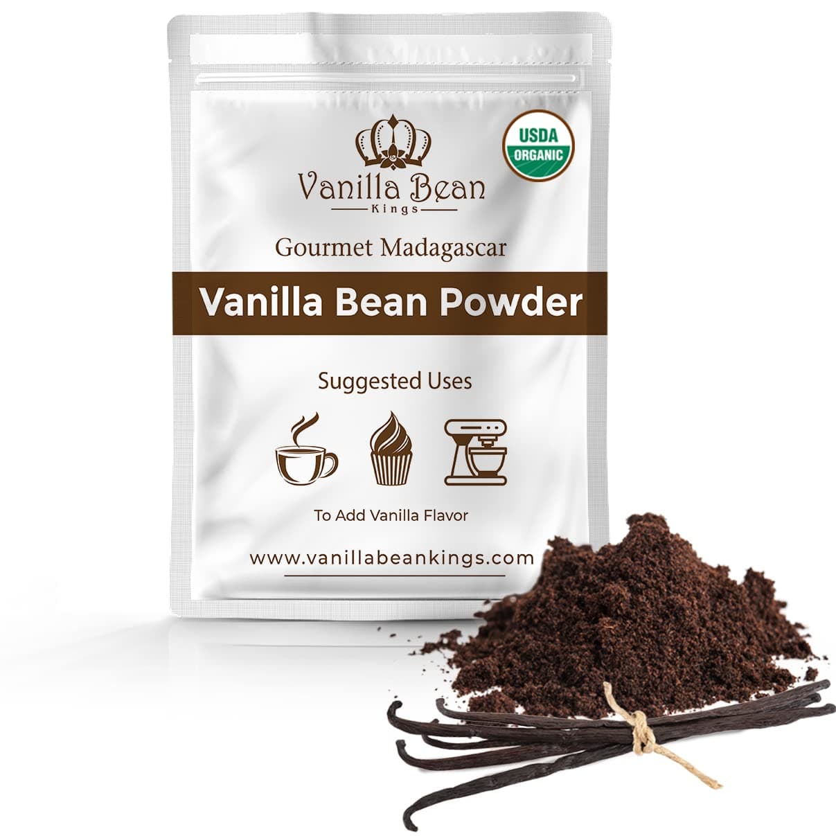 Vanilla Bean Powder - 100% Pure Ground Madagascar Vanilla Powder - For Cooking, Baking and Adding Flavouring - For Coffee, Tea, Yogurt and Shakes - Raw, Unsweetened, No Fillers or