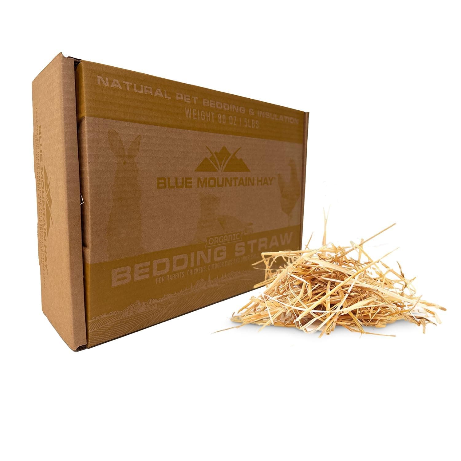 Blue Mountain Hay | Organic Bedding Straw (5 lb) | Natural Pet Bedding & Insulation for Rabbits, Guinea Pigs, Goats, Chickens, Stray & Feral Cats, and Small Animal Shelters