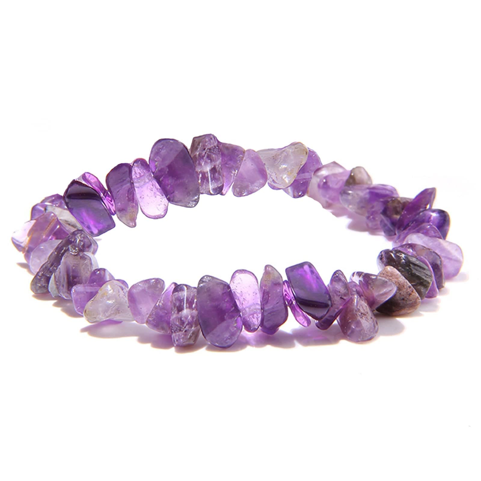 Natural Raw Amethyst Bracelet,Stretch Crystal Beaded Bracelet Yoga Energy Healing Crystal Quartz Women Men Girls Gifts (Amethyst)