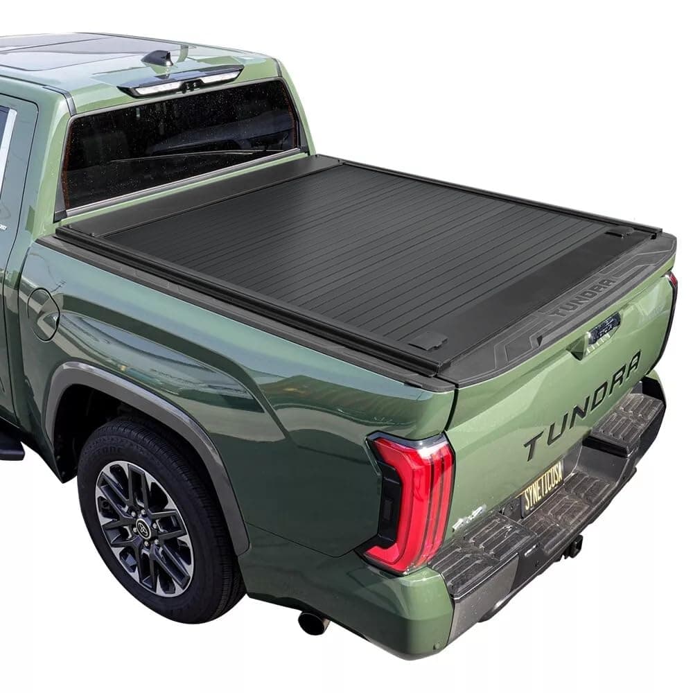 Syneticusa MB Retractable Hard Truck Bed Tonneau Cover Fits 2007-2021 Tundra 5'6" (66.7”) Box Powder Coated Matte Black Aluminum Waterproof Accessories