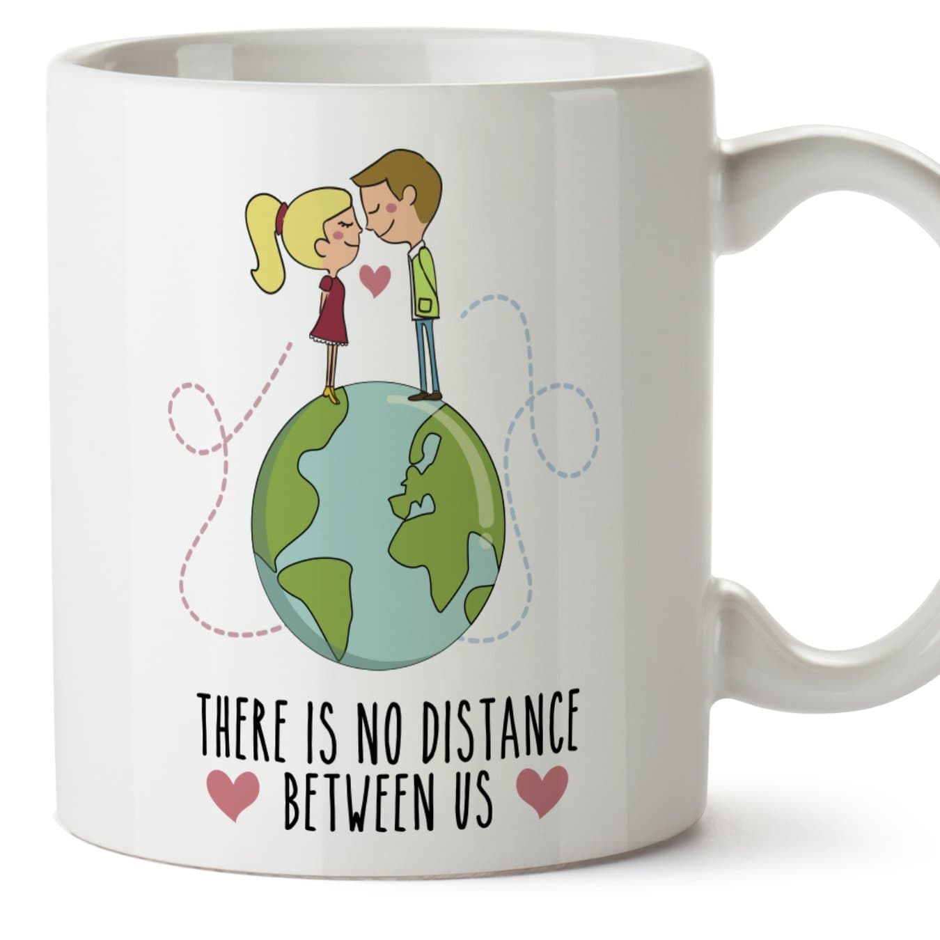 – MUGFFINS Taza de café Regalo para la Pareja de Enamorados - Regalo Original de Novios y Novias San Valentín - There is no Distance Between us - 350