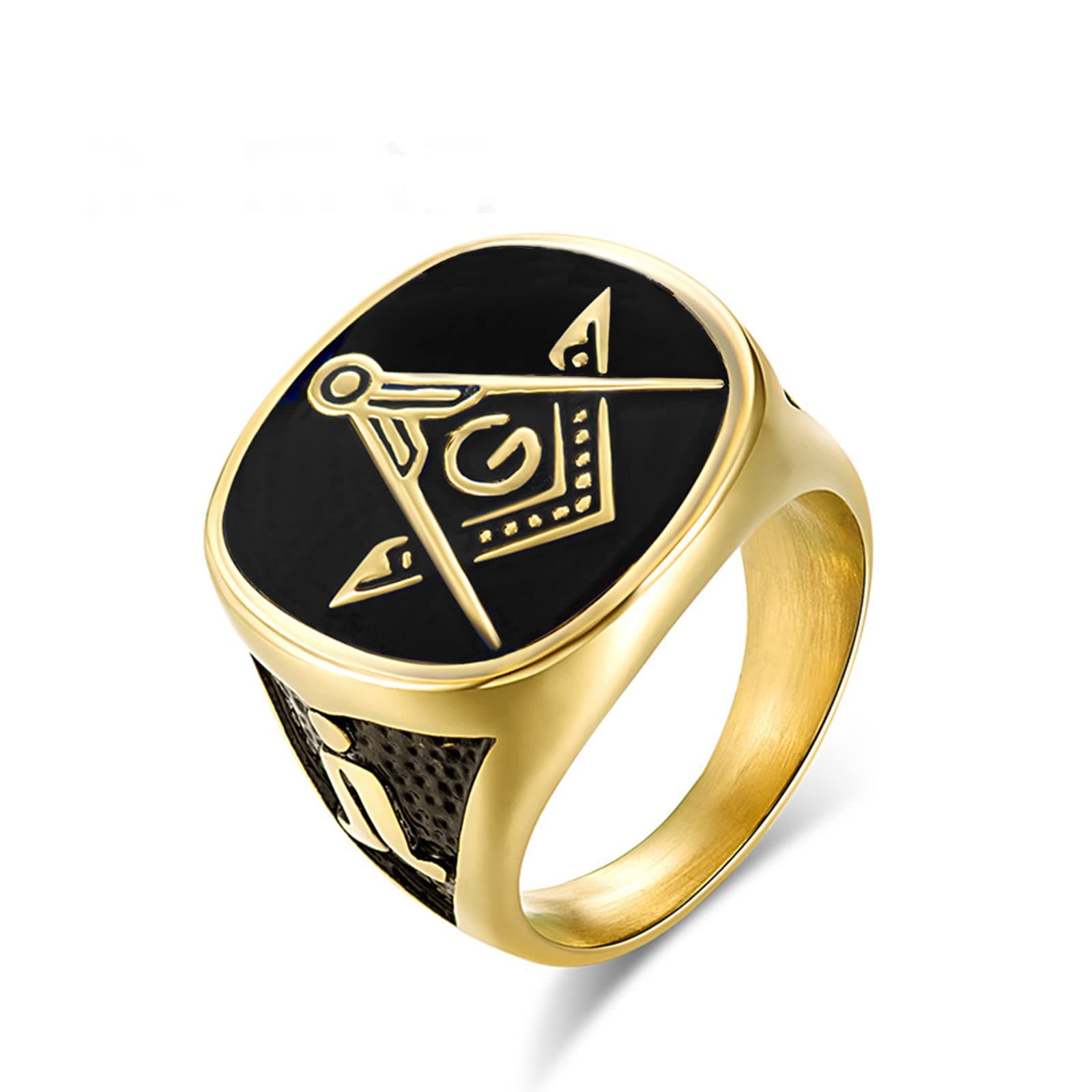 YLWJSPYLWJSP Freemason Gifts Masonic Biker Rings Masonic Master Mason Ring Freemason Signet Style Jewelry Mason Signet Band Jewelry