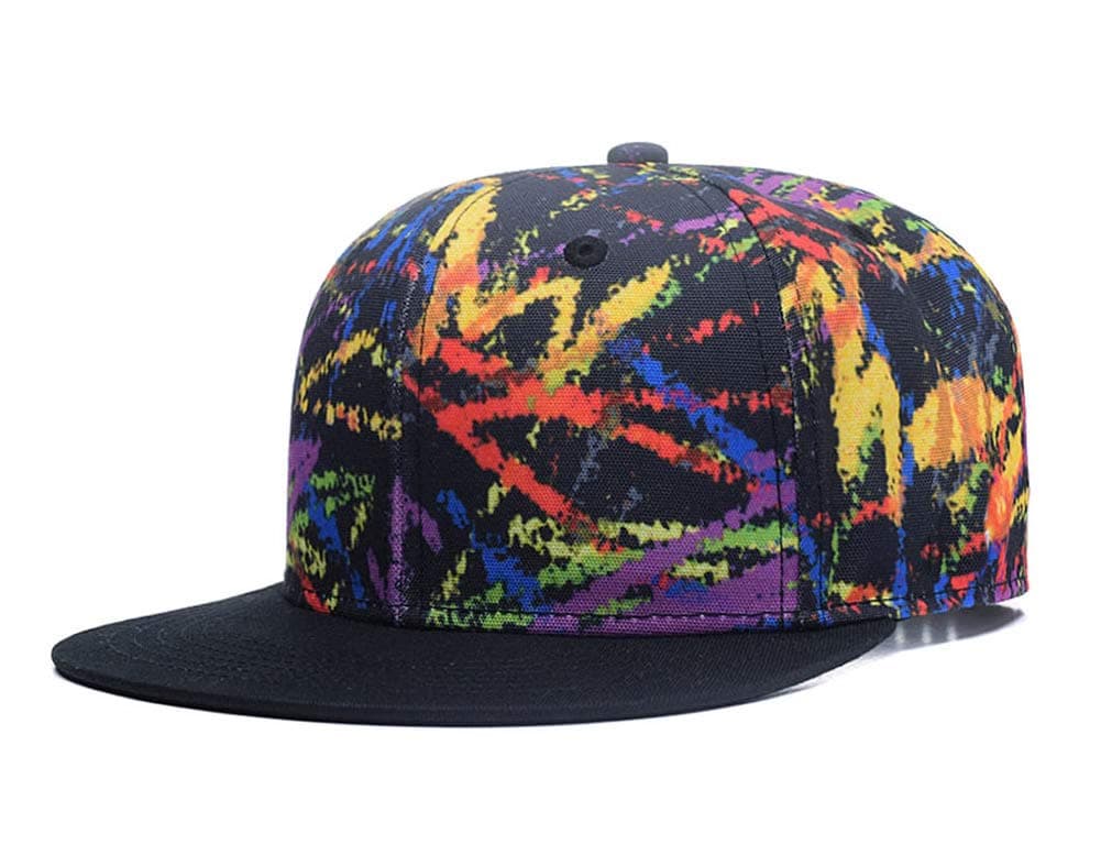 Snapback Hat for Men Women,Hip Hop Style Colorful Flat Bill Hats Teens Adjustable Baseball Cap