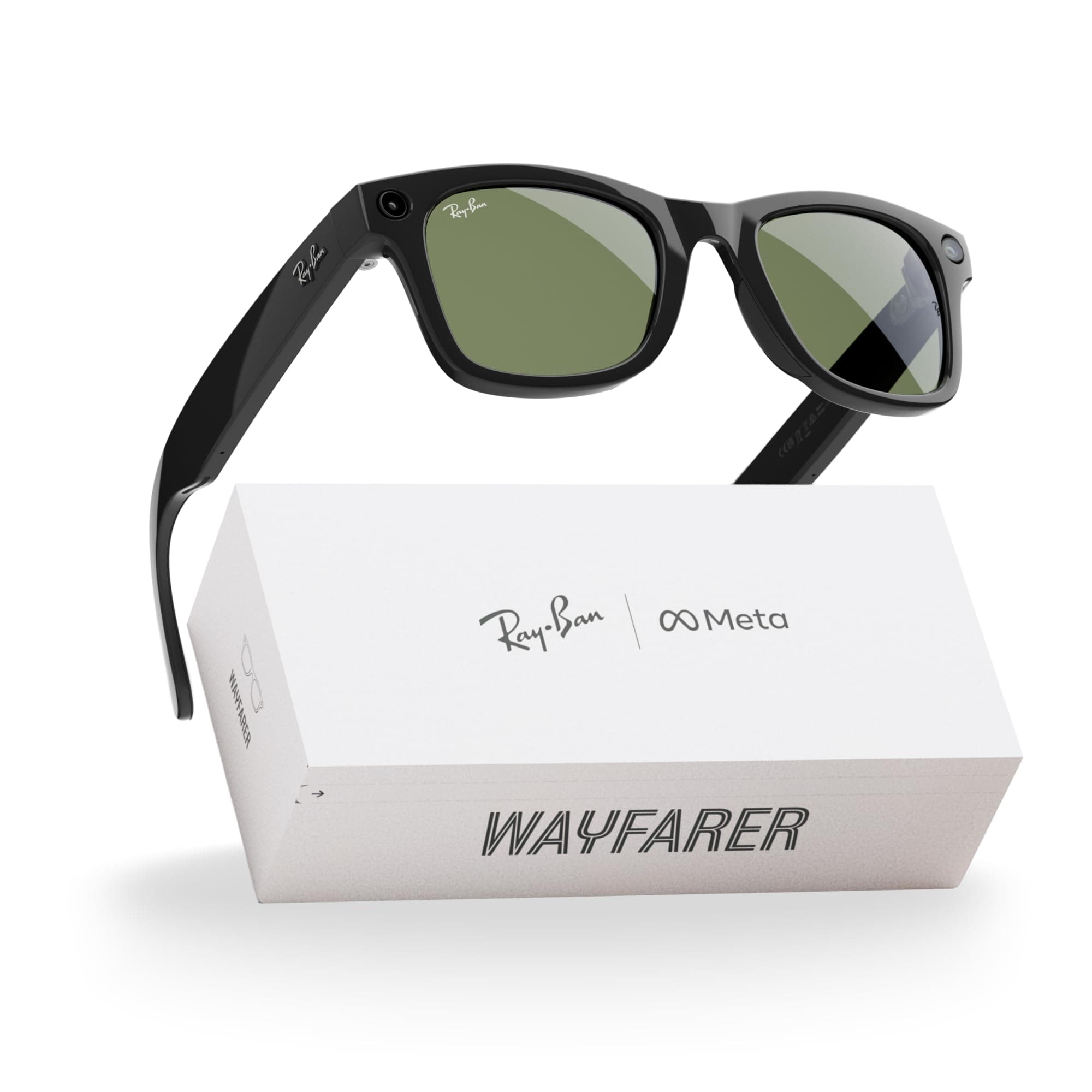 Meta Ray-Ban Wayfarer Smart Glasses Gloss Black G15 Green RW4006