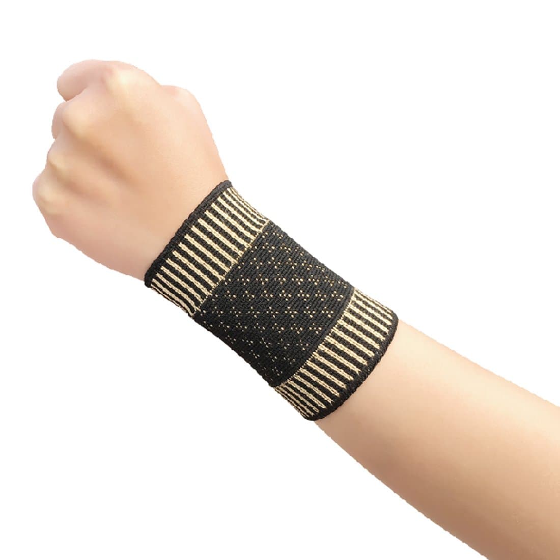 1 Pair Copper Fiber Wrist Brace Fitness Yoga Wrist Support Compression Can Relieve Wrist Pain,Sprains,And Recovery (L)