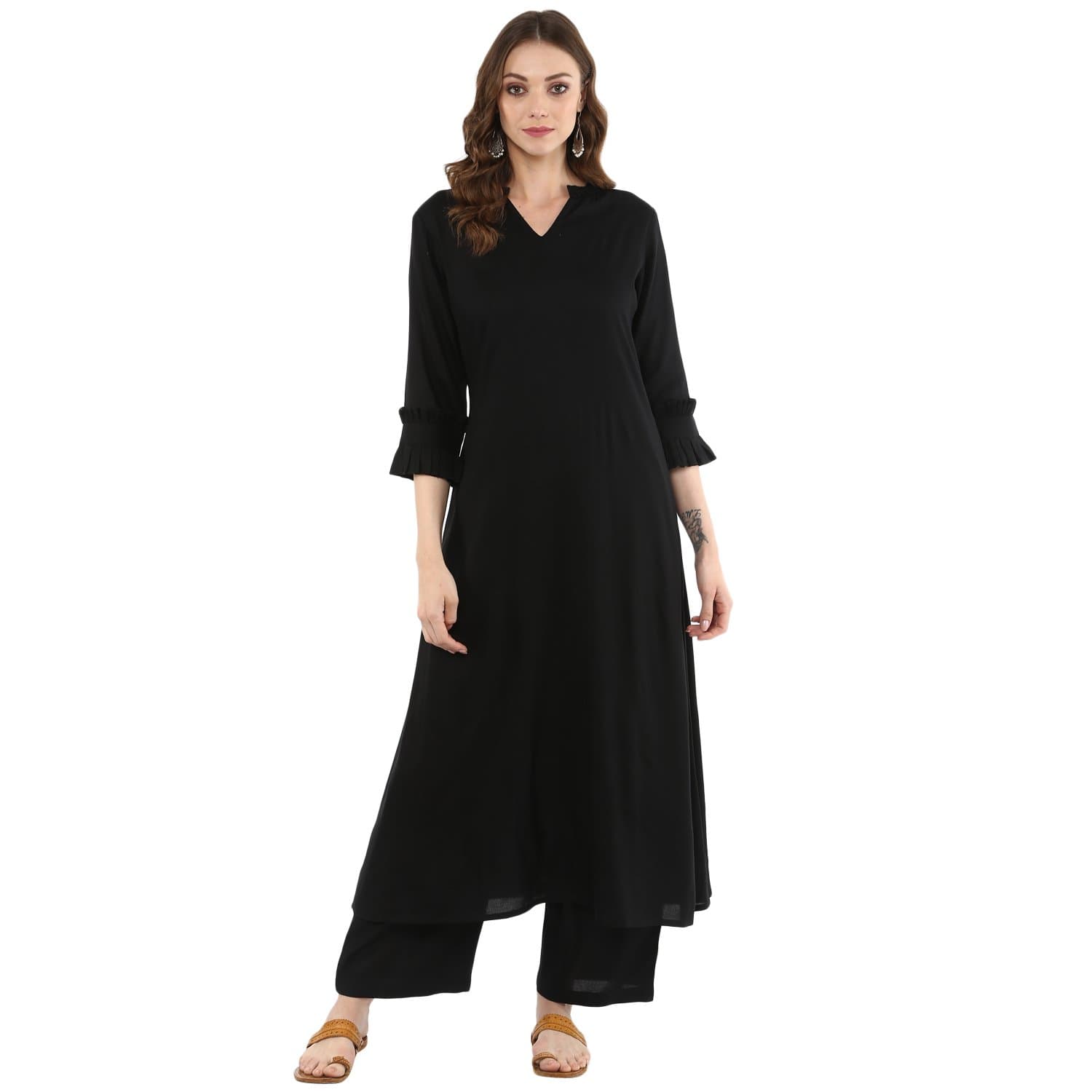 idaLia Rayon Solid A-Line Women Stylish Boat Neck Designer Kurta Set with Pant