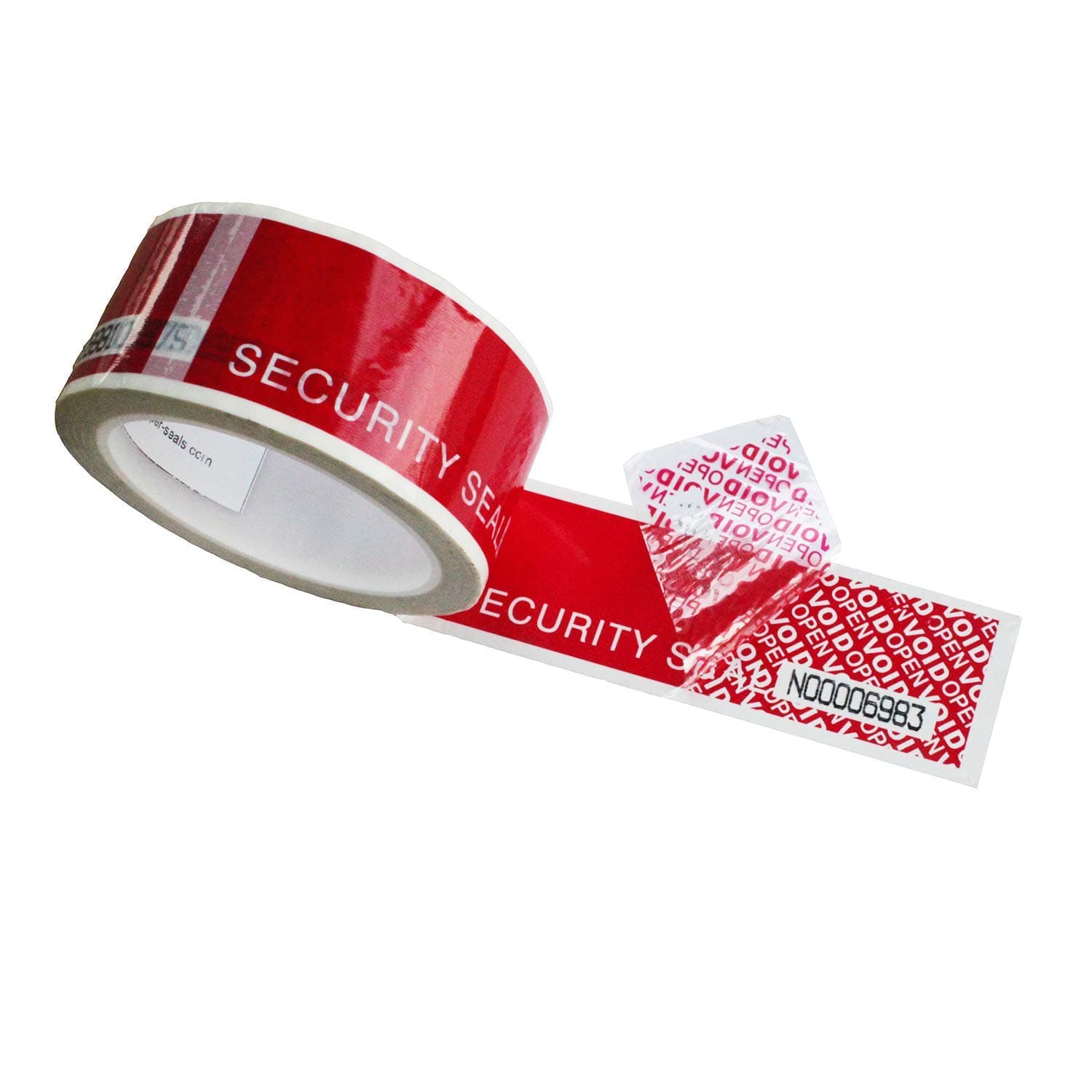 1 Roll Precut Serial Numbered Tamper Resistant Security Void Tape (2 in. x 55 Yards x 2 mil, 100% Total Transfer, Red - )