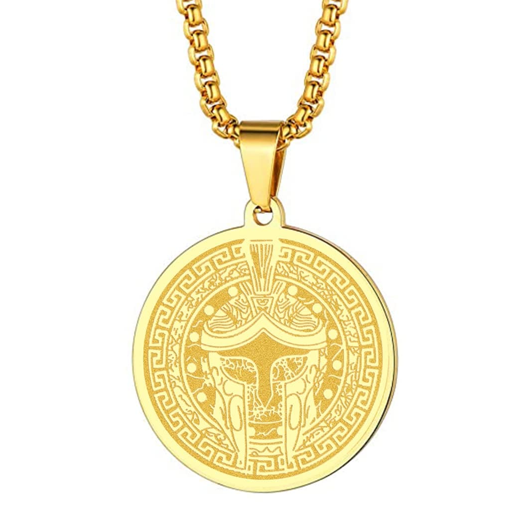Symbol of the Ancient Greek God of War - Ares Necklace for Men Women Greek War Memorial Charm Pendant Neck Chain Amulet Talisman Jewelry Gift (216G)
