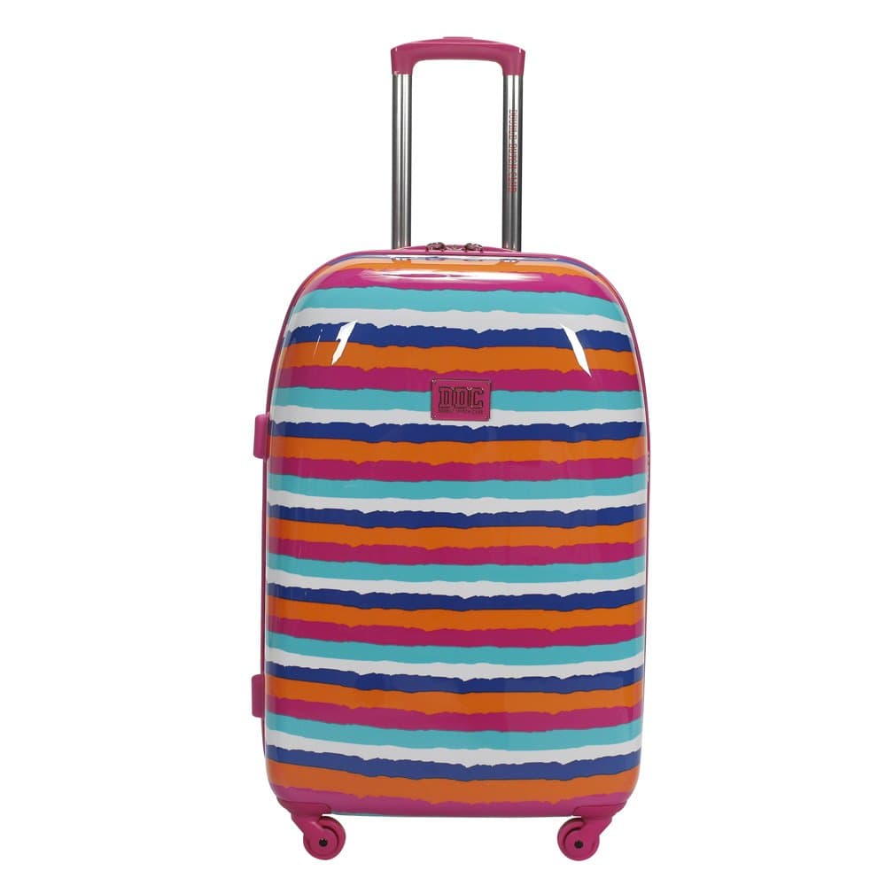 Double Dutch Club Water Color Stripe Warm 20 Inch Hardside, Pink, One Size