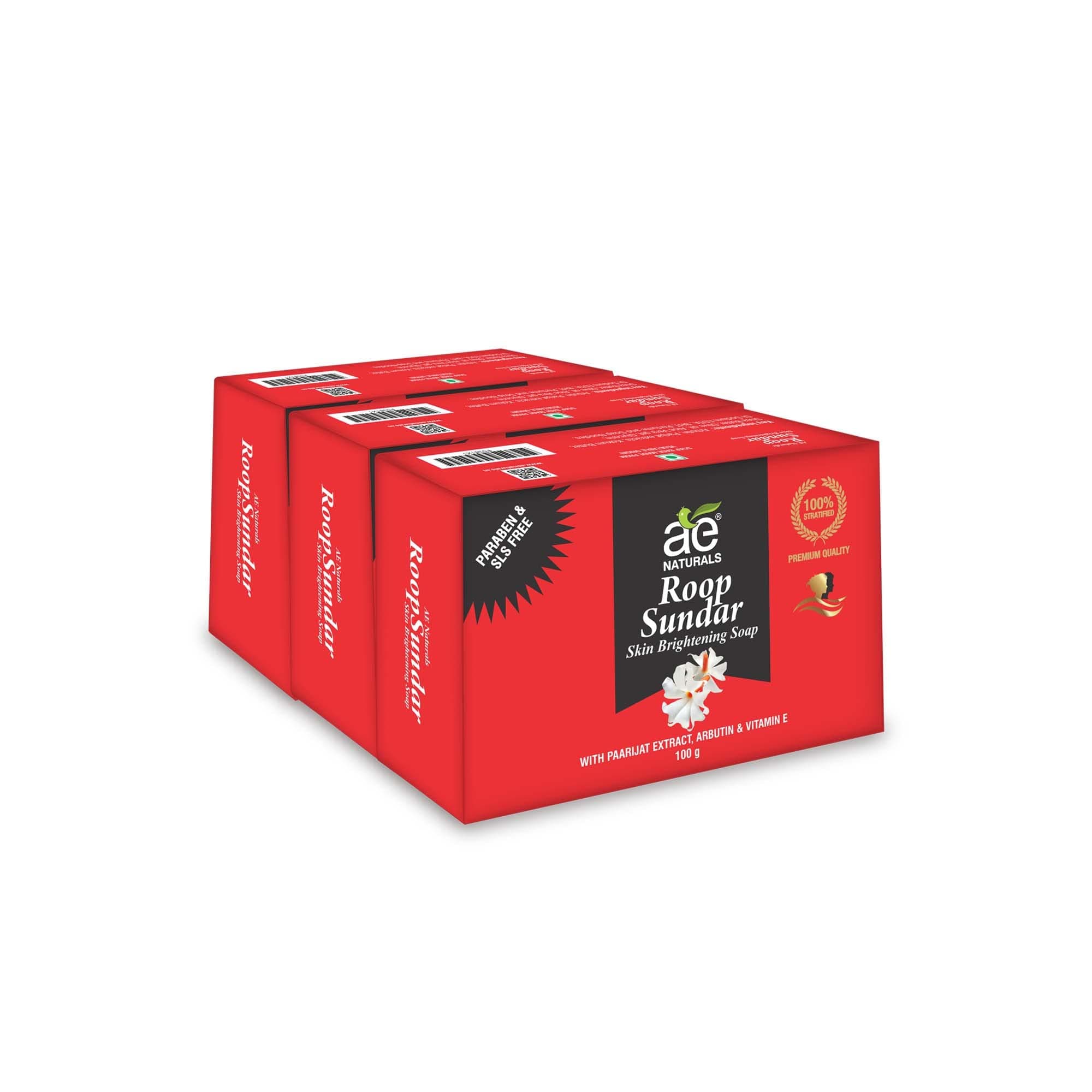 Roop Sundar Soap With Paarijat Extract 100g Pack Of 3 | Herbal Skincare Bars Brightening and Nourishing | Organic Beauty Bar for All Skin Types