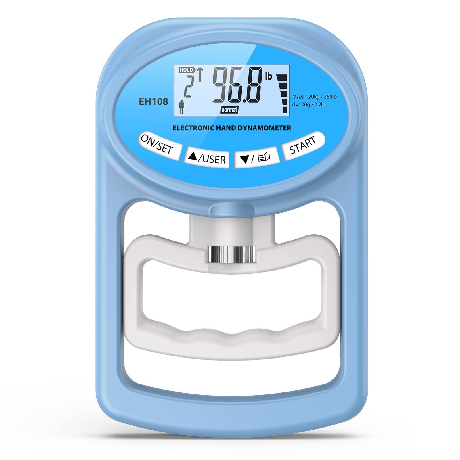 Hand Dynamometer Grip Strength Trainer - Electronic Hand Grip Strength Tester Grip Strengthener Hand Exerciser Meter Digital Hand Grip Training Gauge 265 Lbs / 120 Kgs for Sport Home School Use