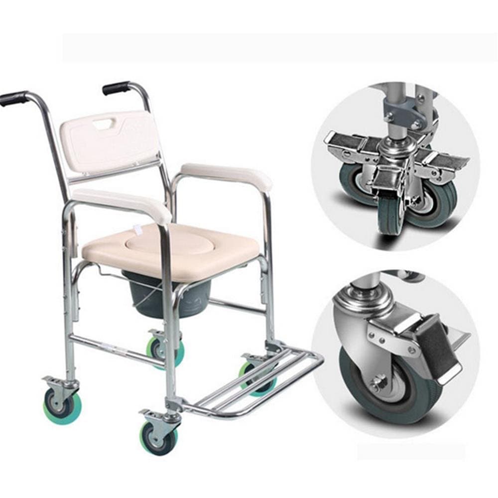 ZDONGU ZJBDQ Mobile Commode Chair Elderly Women Moving Aluminum Shower Chair, Toilet and Shower Commode Chairs