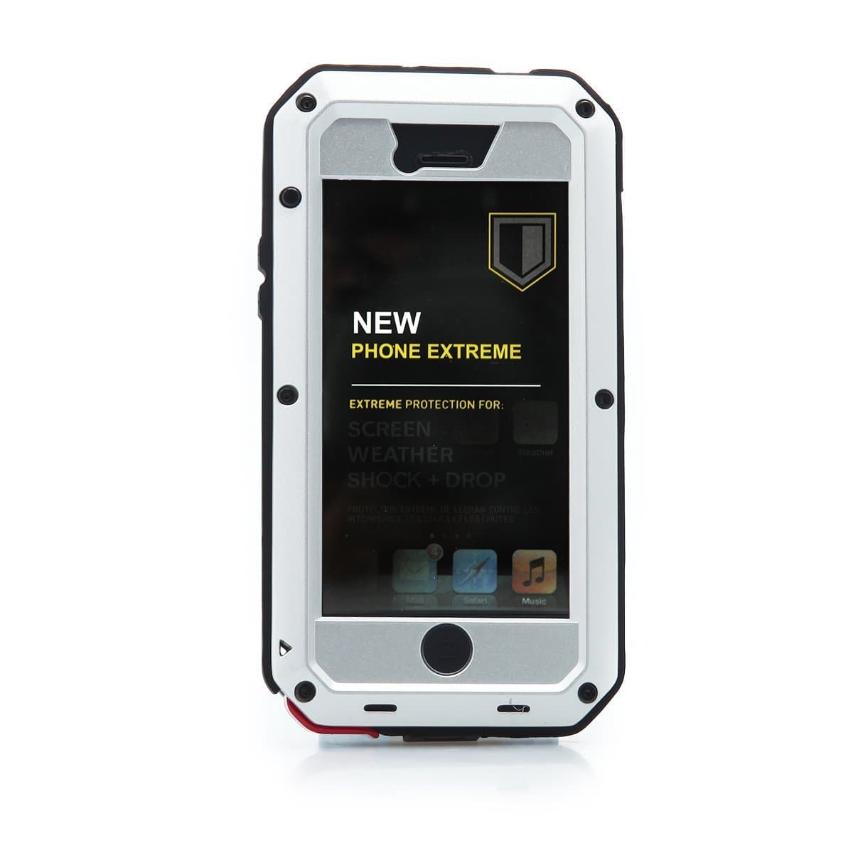 SplashETech Metal Extreme Shockproof Military Heavy Duty Tempered Glass Cover Case Skin for Apple iPhone 5 /5S(Silver/Black)