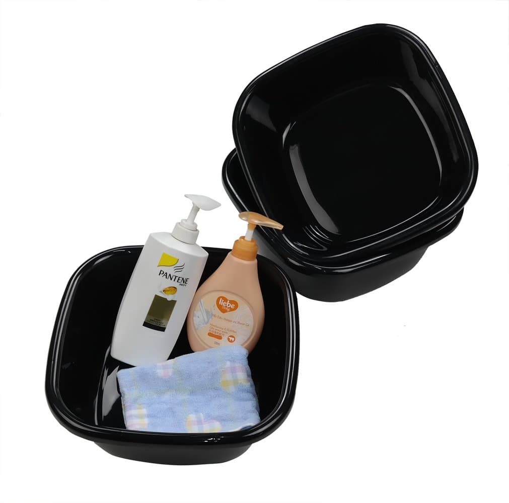 3-Pack 12 Quart Black Dish Pan/Wash Basin, F
