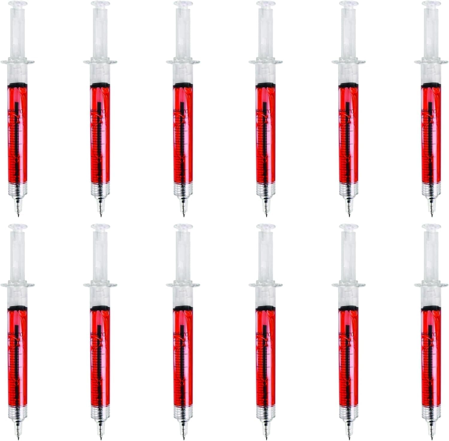 Lot 12 Red Syringe Shape Pens Ball Point Pen For Hospital Nurse/Black Ink/New