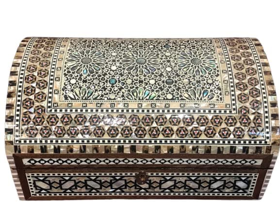 Wooden Jewelry Box Inlaid mother of Pearl Egyptian Handmade 11" x 7.2" x 5.2" inch