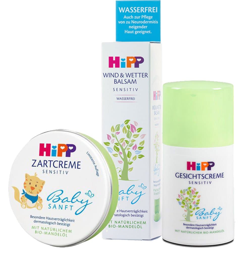 HiPP Sensitive Baby Lotion Set: Gesichtscreme, Wind & Wetter, Zartcreme