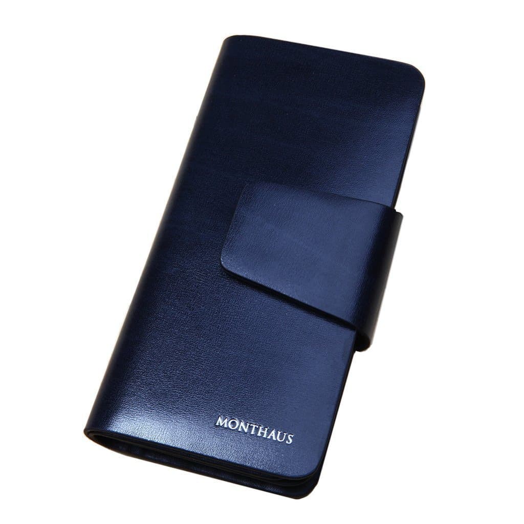 Men's Checkbook Secretary Wallet,Italian Cow Leather,Black