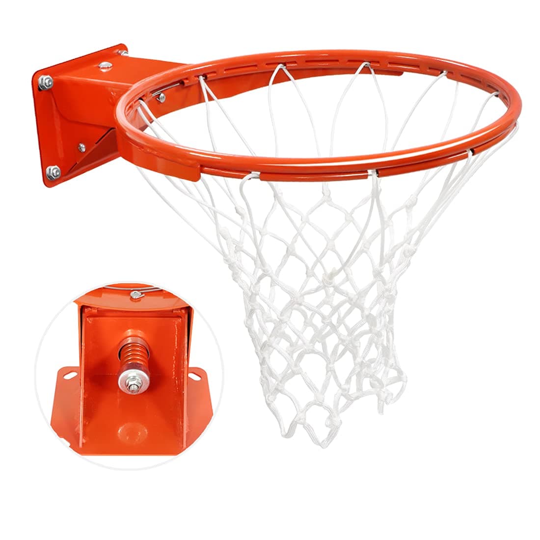 Wall Mounted Basketball Rim,Heavy Duty 18 Inch Breakaway Basketball Rim and Net Replacement