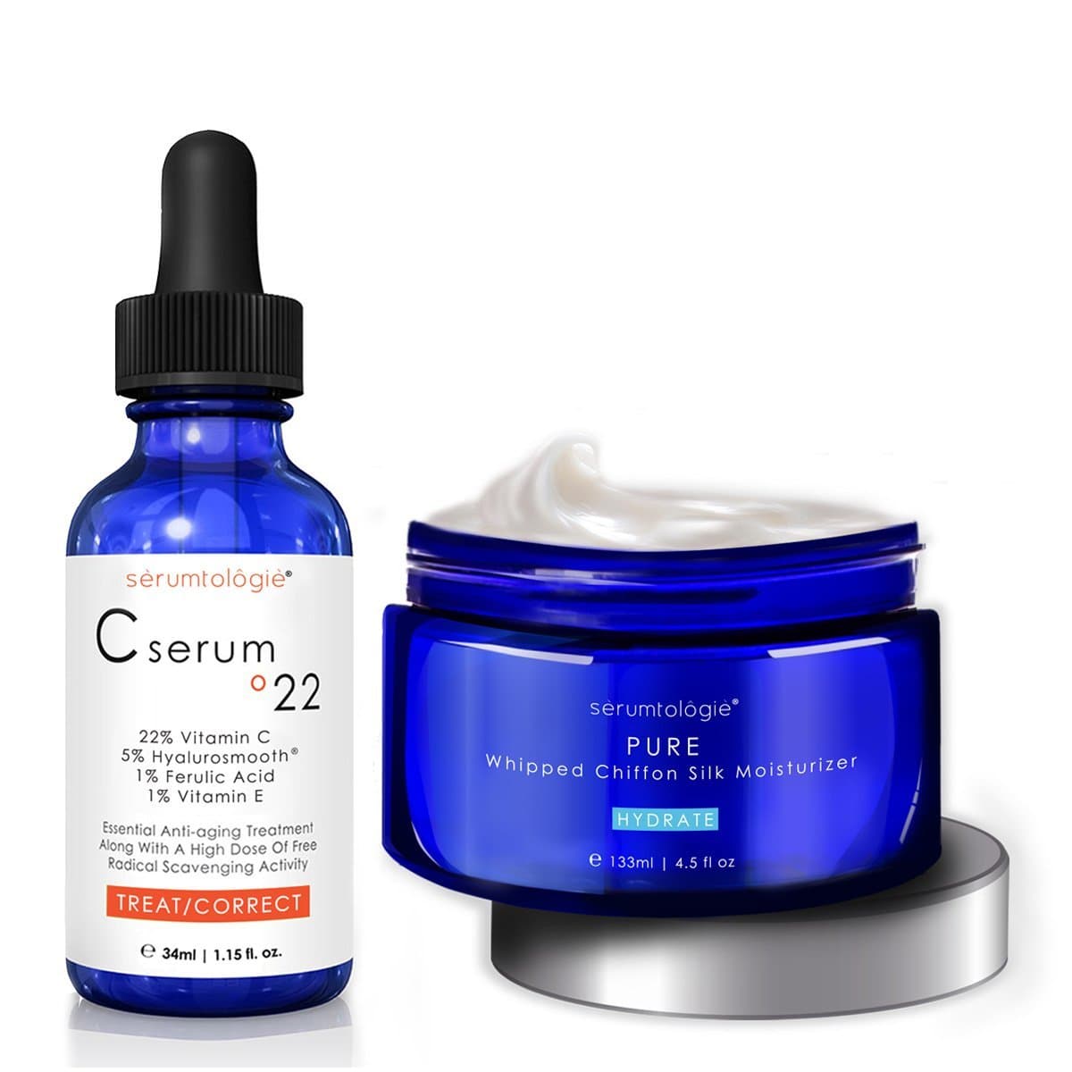 Serumtologie C Serum 22% Pure Vitamin C Skin Serum with Hyaluronic Acid & Ferulic Acid - 1.15 Fl Oz - for Face - Anti-Aging, Brightening, Dark Spots, Fine Lines, Wrinkles - Unisex
