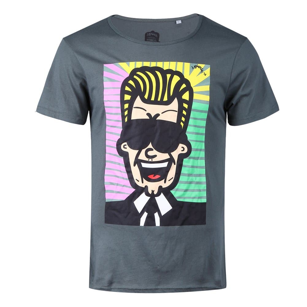 Homme Men's Cartoon Potrait Laughting Man Short Sleeve Tee T Shirt