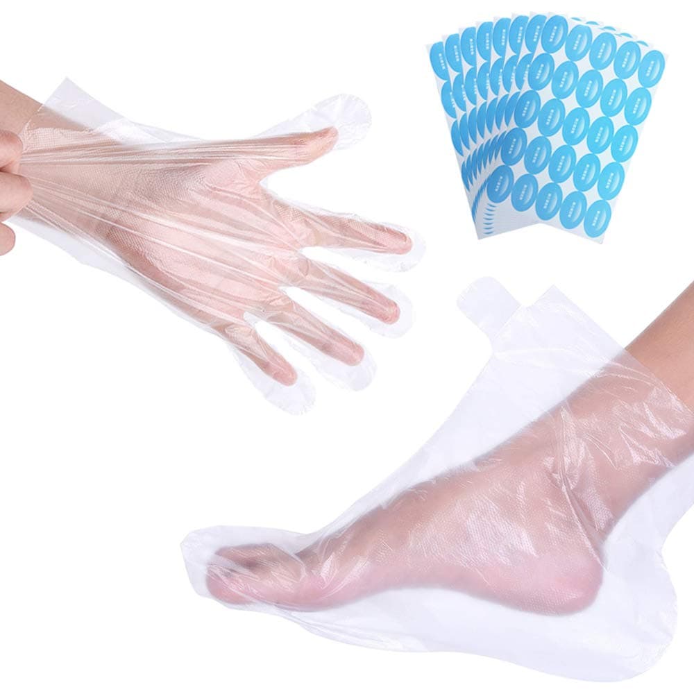 Paraffin Bath Liners 200pcs Gloves & Foot Cover Thermal Bags for Paraffin Wax Hand & Foot Care Accessories with 200pcs Stickers for Snug Closure