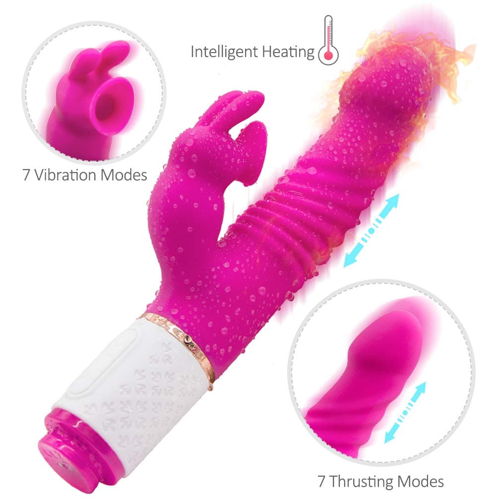 Quiet Wireless Clítoral Vǐbe for Women 7 Multi Speeds Wand Víbrateur, Thrusting & Rotating Clitorís Vǐbratoren Powerful Clitoríal Stímulator Rechargeable Waterproof Dual Motors Rose Red