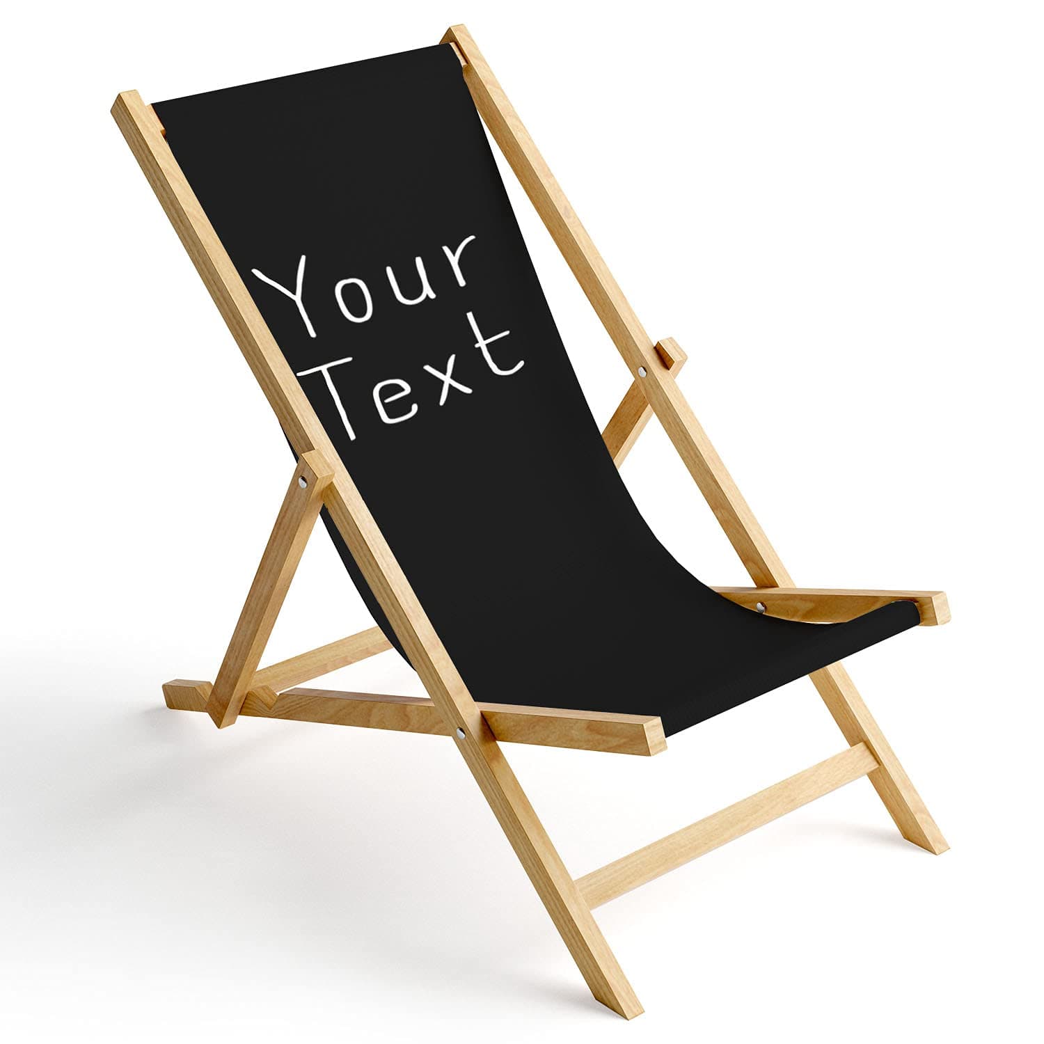 Ferocity Deck Chair Wooden Folding Sun Lounger Garden Beach Chair Design Your Text Black 1 [119]