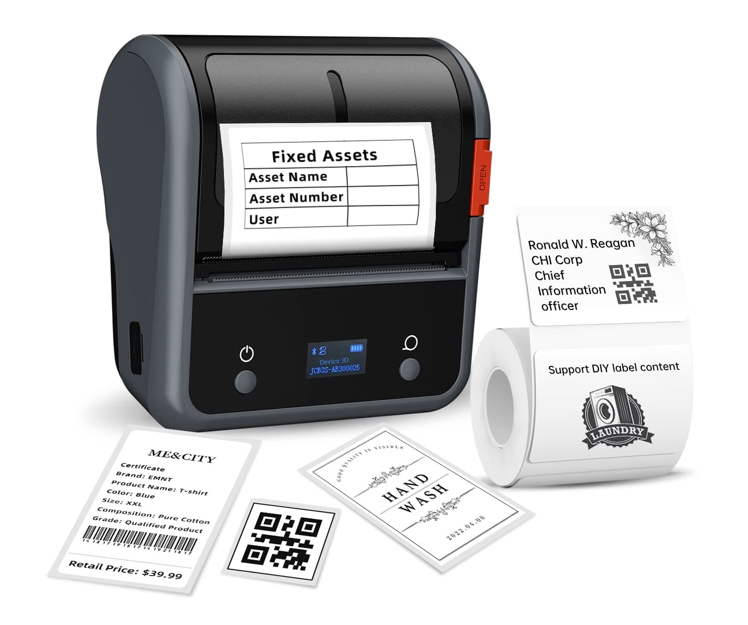 B3S Label Maker Machine, Upgrade 3Inch Barcode Label Printer with 1Pack 70x50mm Label, Label Makers for Small Business