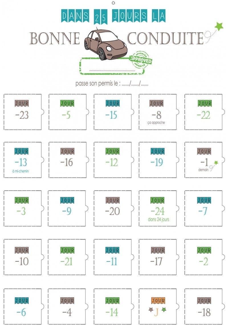 ADVENT CALENDAR DRIVING LICENSE COUNTDOWN 25 DAYS BEFORE DRIVING LICENSE PERSONALISED