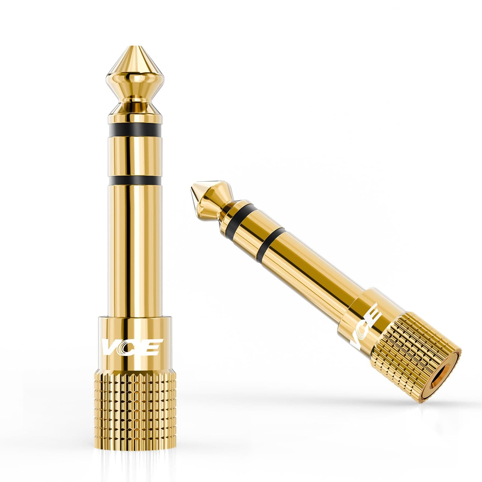 VCE 6.35mm (1/4 inch) Male to 3.5mm (1/8 inch) Female Stereo Audio Jack Adapter for Aux Cable, Guitar Amplifier, Headphone, 2 Pack