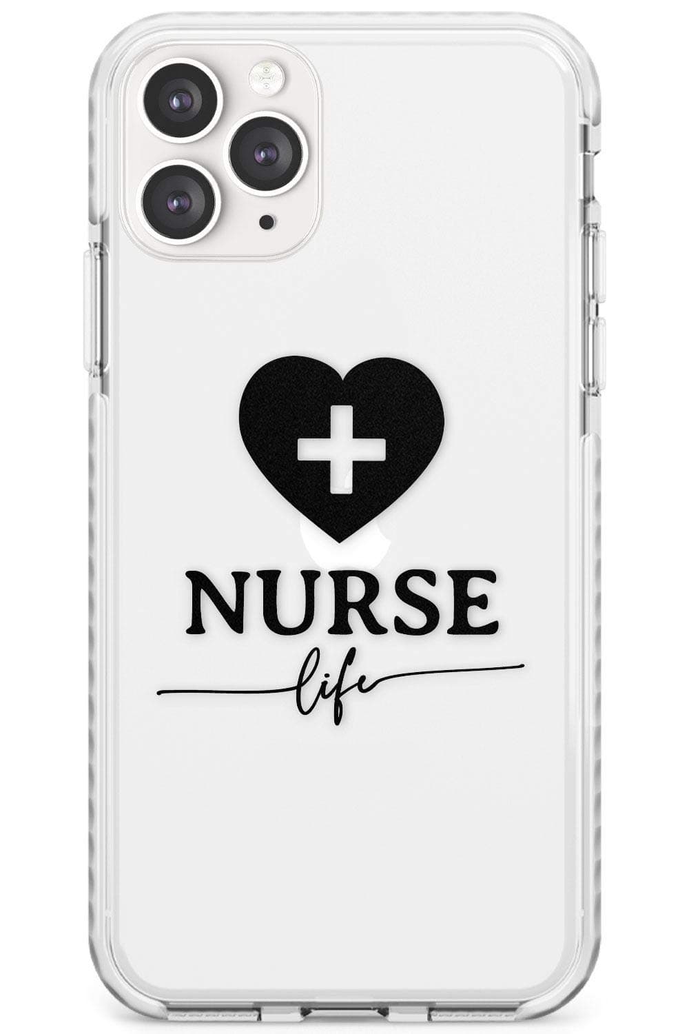 Medical Nurse Life (Black & Clear) Impact Phone Case for iPhone 11 Pro TPU Protective Light Strong Cover with Nurse Nursing Medic Medical Physician