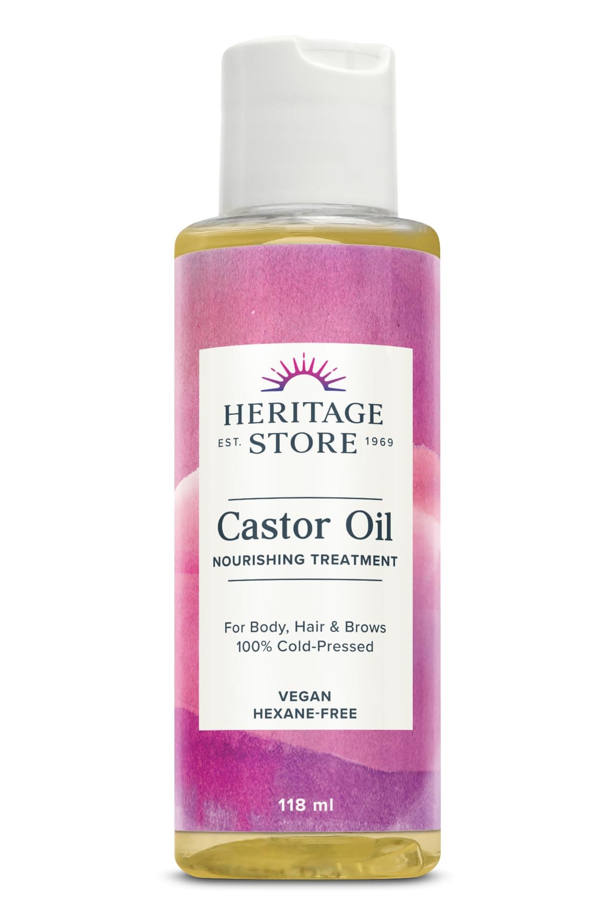 Castor Oil 118ml - Nourishing Hair Growth Oil, Skin Care, Eyelashes & Brows - Cold Pressed, Hexane Free, Vegan & Cruelty Free - Heritage Store