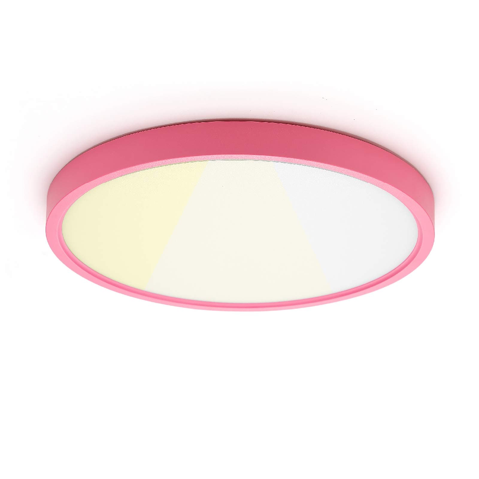 TALOYA Flush Mount LED Ceiling Light Pink Girl (12 Inch 20W), Round Modern Slim Light Fixture for Bedroom Kitchen Baby Child Laundry Utility Room, 3 Color Temperatures in One(Warm White/Neutral/Cool)
