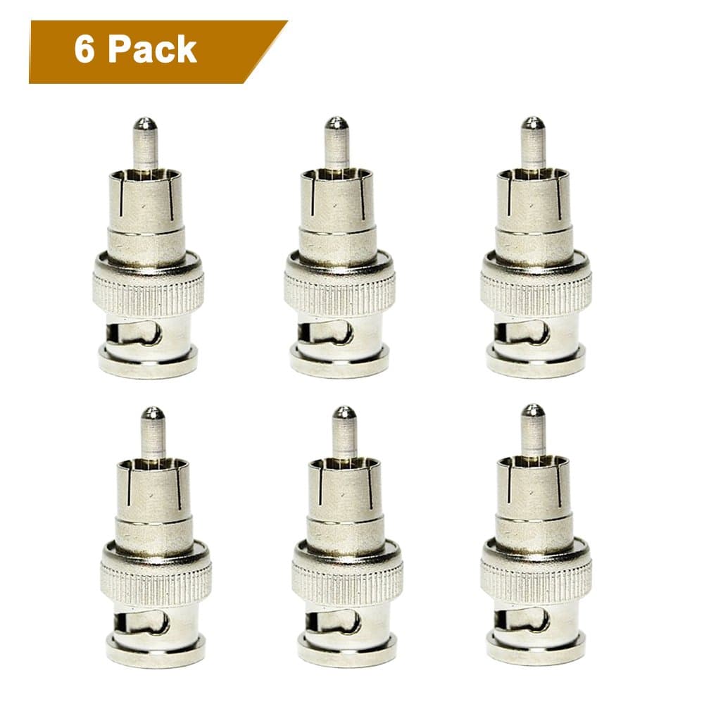 Seekpow 6pack BNC Male to RCA Male Connector Adapter Coax Coaxial Video Adapter Plug