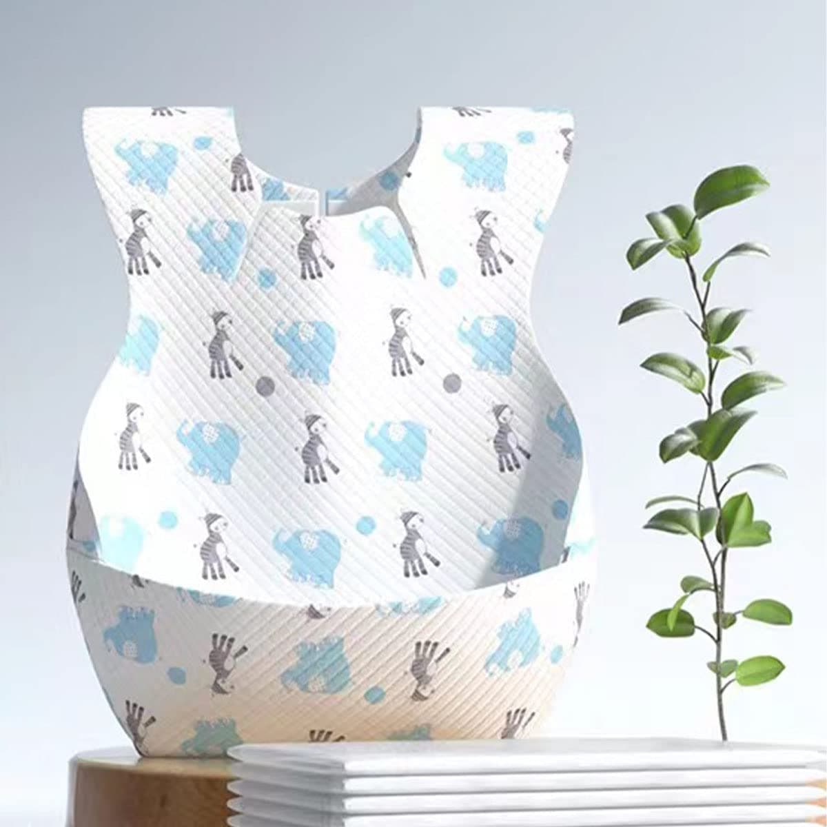 Disposable Travel Bibs - Baby Bib for Boys and girls, Leak Resistant with Crumb Catcher Pocket Individually Wrapped for 6 months Toddlers, Babies, Infants(30 Pack)