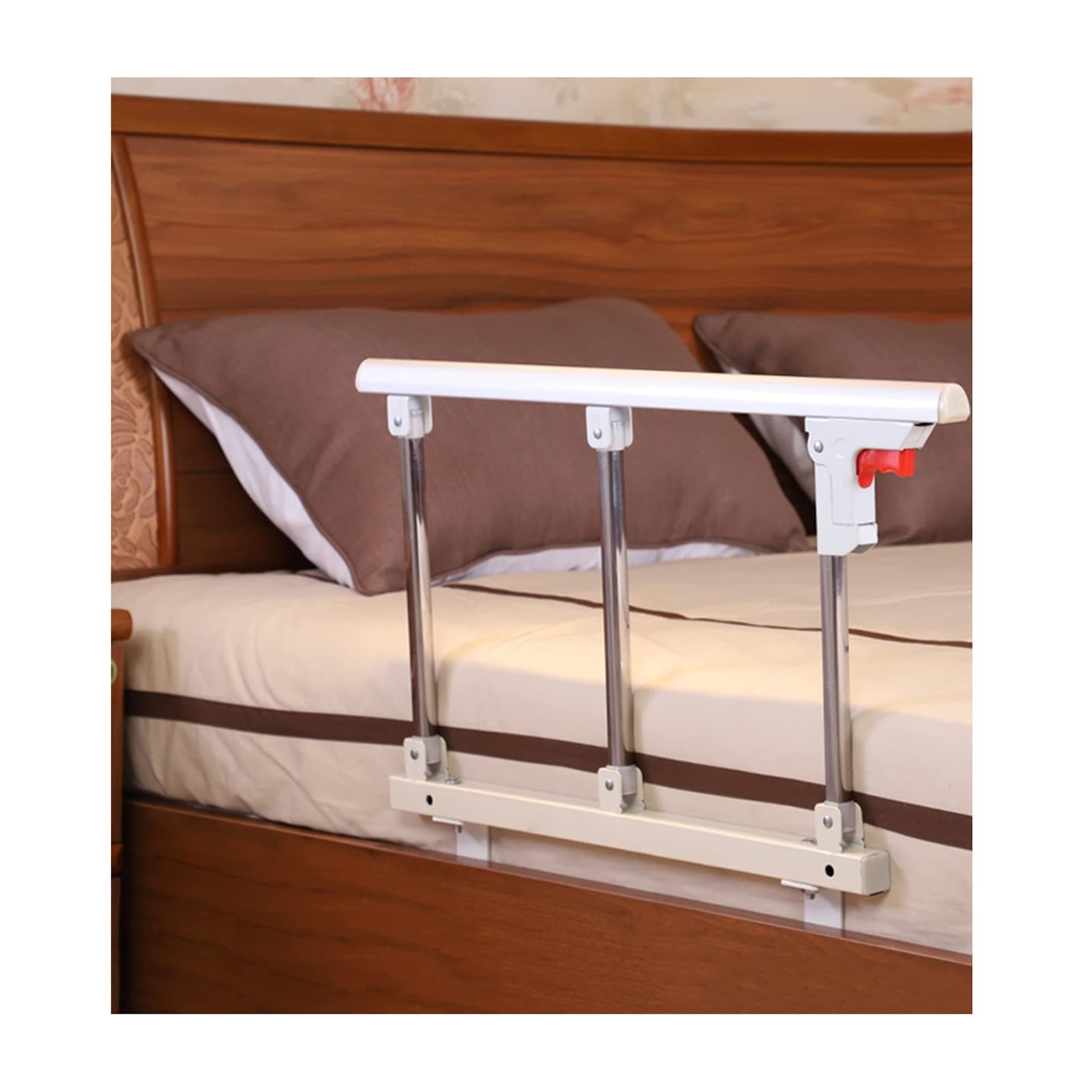 Gdmokle Portable Bed Rail for Elderly, Safety Side Protection Guard, Durable Toddlers Adults Assist Handle Grip, Barrier Gate for Bedroom Sturdy Double Beds (Color : Silver white, Size : 70x40X3cm)