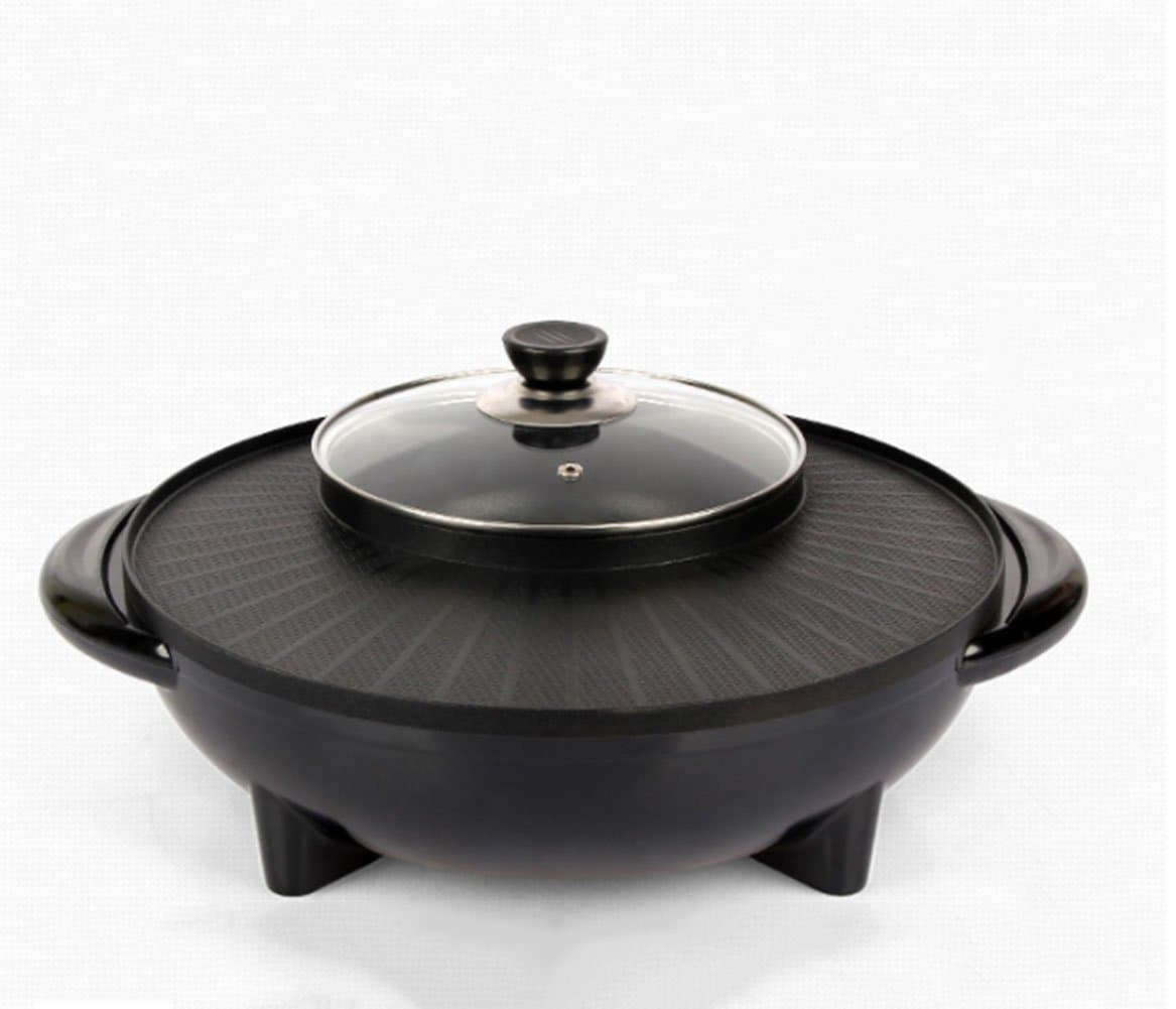 LJIE Korean Barbecue Hot Pot Double Pot, Integrated Cooker Pot, Electric Hot Pot Electric Barbecue Electric Baking Pan,36Inch