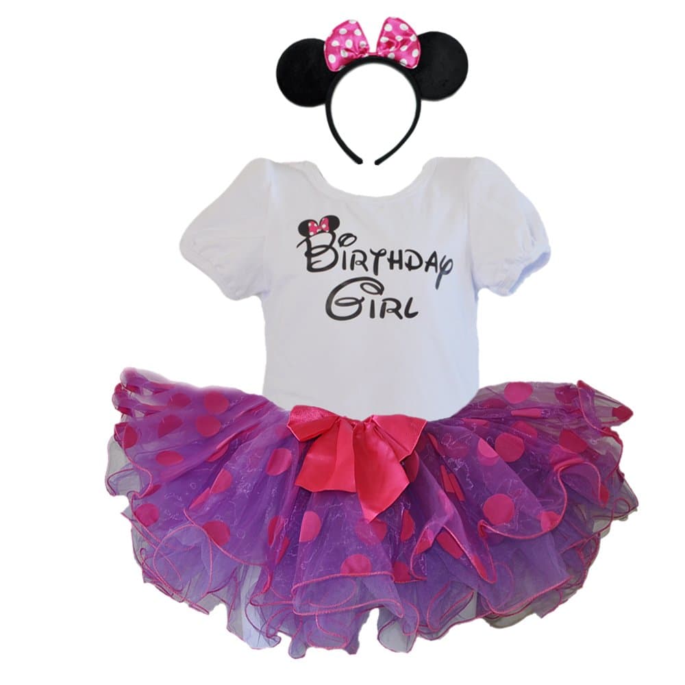 1st 2nd 3rd 4th 5th 6th Birthday Girl Shirt with Polka Dot Tutu and Headband 3 PCs Outfit Set