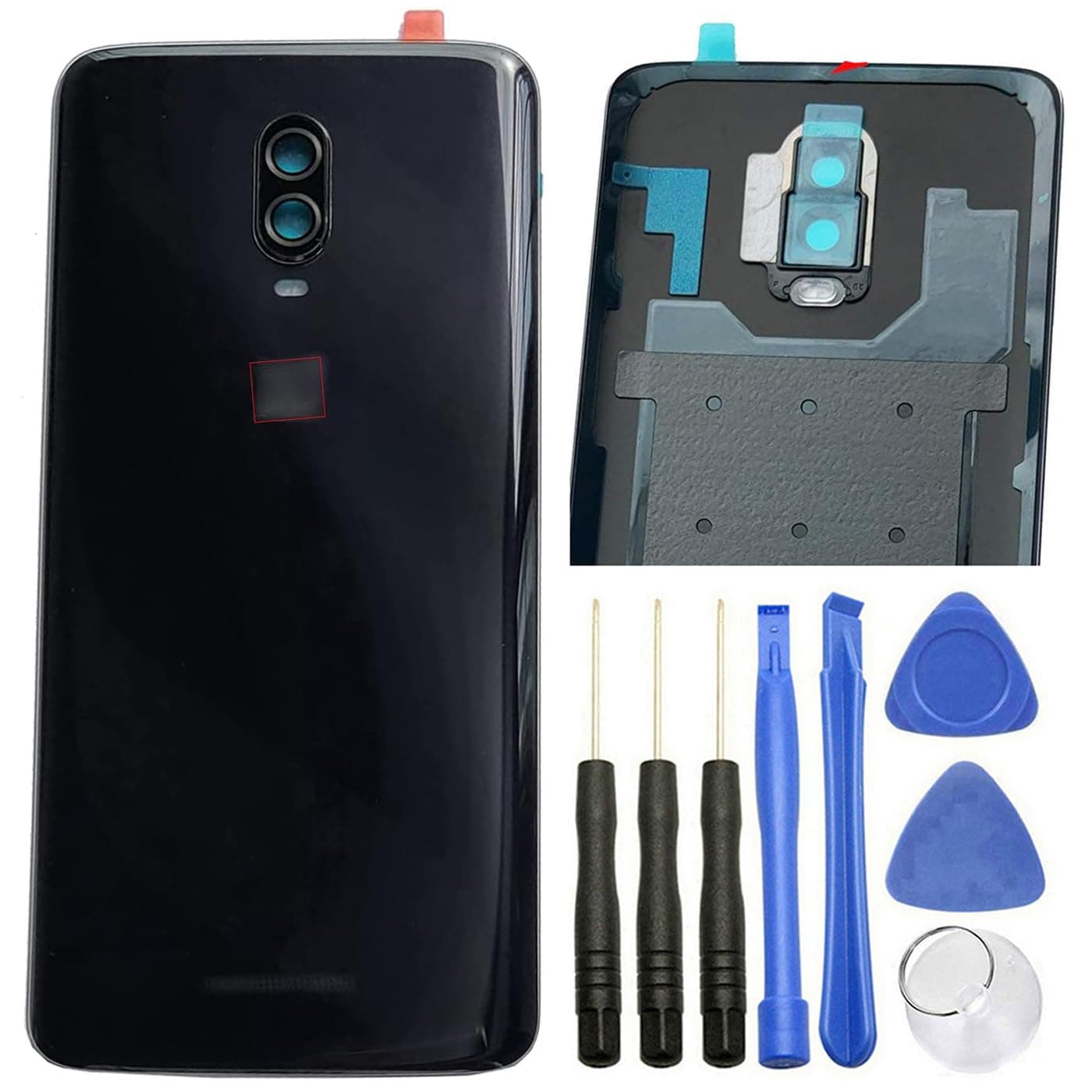 Ubrokeifixit for OnePlus 6T Housing Rear Back Glass Door Cover Replacement for OnePlus 6T A6010 A6013 LTE 6.41" (Mirror Black)
